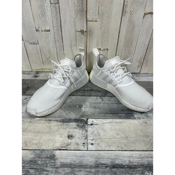 Adidas Shoes Mens 8.5 NMD R1 Triple White Running Sneakers White Lace Up Low Top - Picture 4 of 8